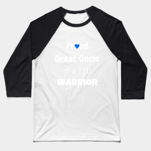 Proud Great Uncle White Text Blue Heart Baseball T-Shirt